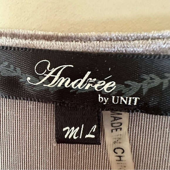 Andree Embroidered Crushed Velvet Kimono Boho Duster Women L Grey Floral Hippie - Picture 7 of 9